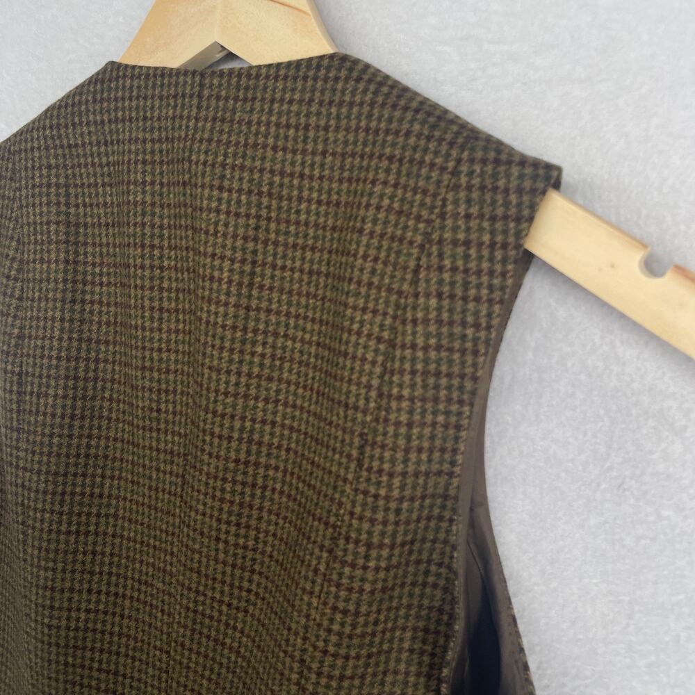 LAUREN RALPH LAUREN Vest S Wool Tweed Houndstooth Waistcoat Suit Button Up Brown - Picture 8 of 12
